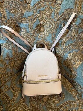 MICHAEL KORS Pale Pink Powdered Blush Pebbled Leather Mini Backpack New